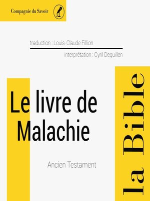 cover image of Le livre de Malachie